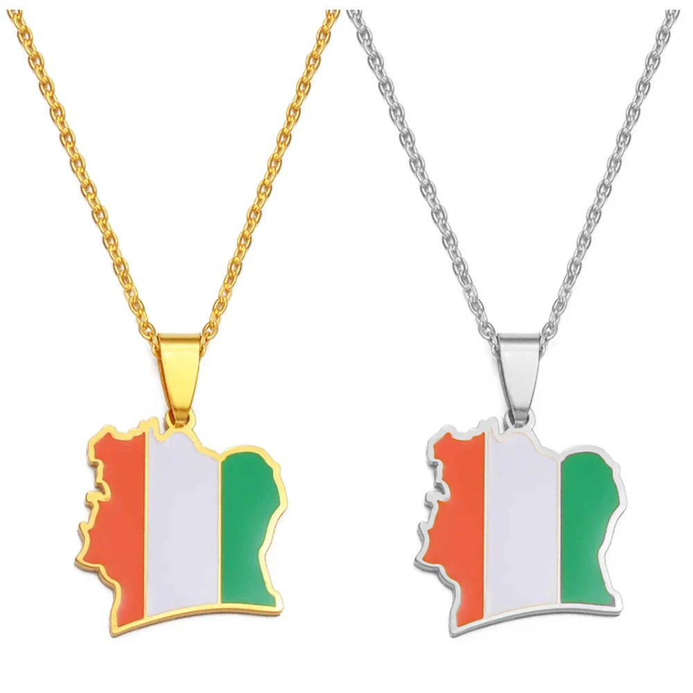 Gold and silver Cte d'Ivoire necklaces.