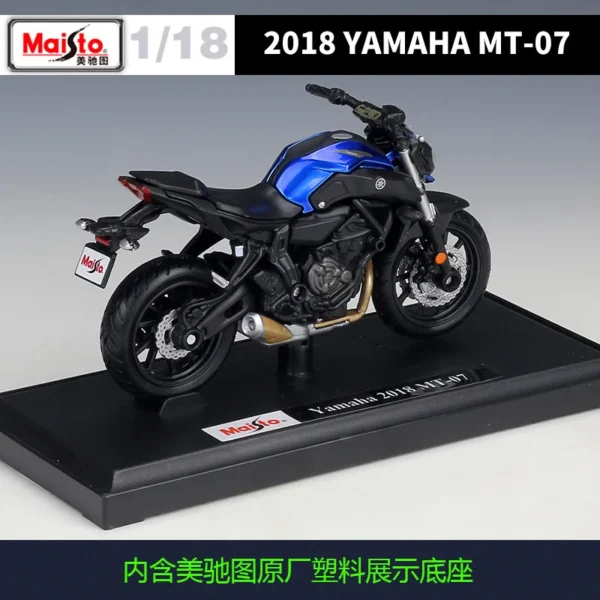 Maisto 1:18 Yamaha 2018 Yamaha Mt-07 mt 07 mt07 Mock-up Alloy Motorcycle Model With Base - Image 4