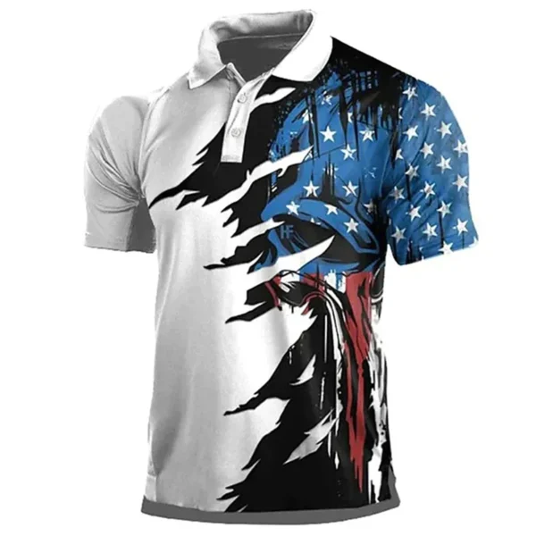 Vintage American Eagle USA Flag Print Polo Shirt For Men Summer Casual Shirts Lapel Short Sleeve Tees Homme Sweatshirt Clothing - Image 3