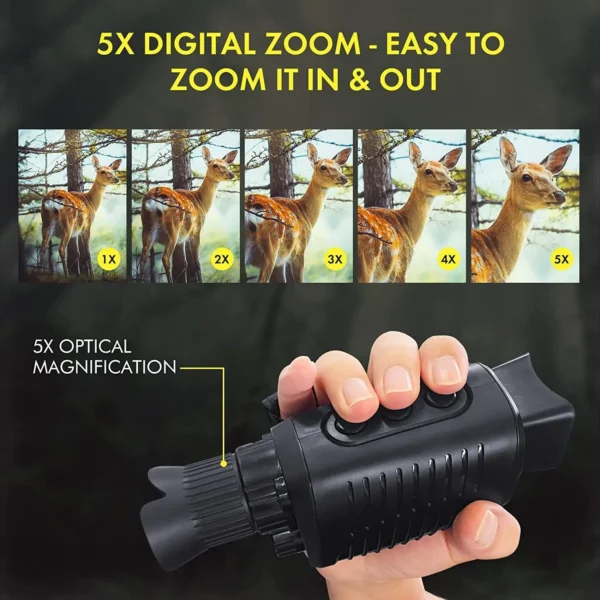 Black monocular with 5x digital zoom.