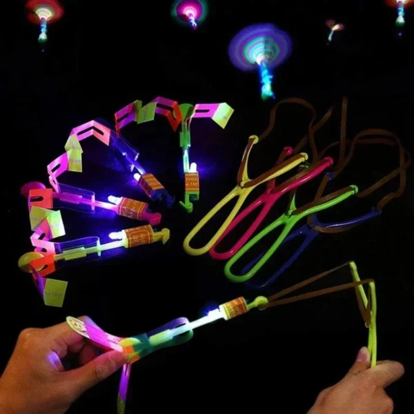 New 50/30/10/5/1Pc Amazing Light Toy Arrow Rocket Helicopter Flying Toy LED Light Toys Party Fun Gifts Rubber Band Catapult - Image 5