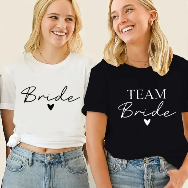 Team Bride T-shirt Women Bridal Wedding Tops Friends Single Farewell Bachelorette Hen Party Tees EVJF Blouses Aesthetic Clothing