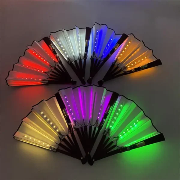 1/2/3PCS Carnival Rave Party Lighting Supplies 8inches Fan Colorful Change Rechargeable LED Fan Glowing For Music Disco Party - Image 2