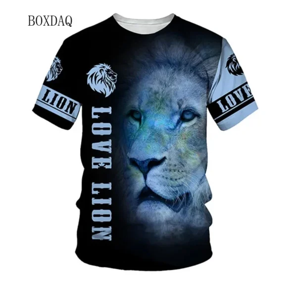 Lion Graphic Men's T-Shirts Oversized Short Sleeve 3d Animal Printed Street Style T Shirt 6XL Plus Size O-Neck Casual Tops Tees - Image 4