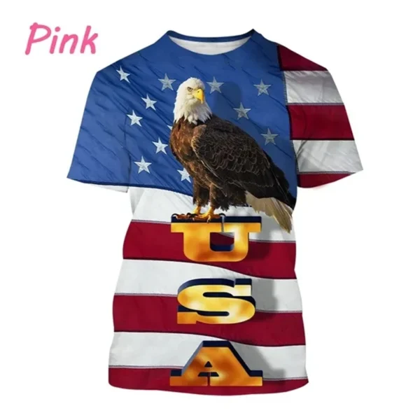 3D American Eagle Flag Printed T Shirt US USA Stripe Emblem Men T-shirt Independence Day Womens Clothing Patriotic Kids Tops Tee - Image 2