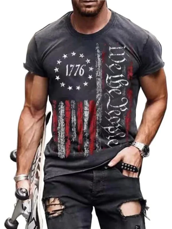 Fashion USA Flag Stripes 3D Print MenT Shirt Oversized Male T-Shirt Summer Short Sleeve Breathable Men Clothing Tops Tees - Image 3