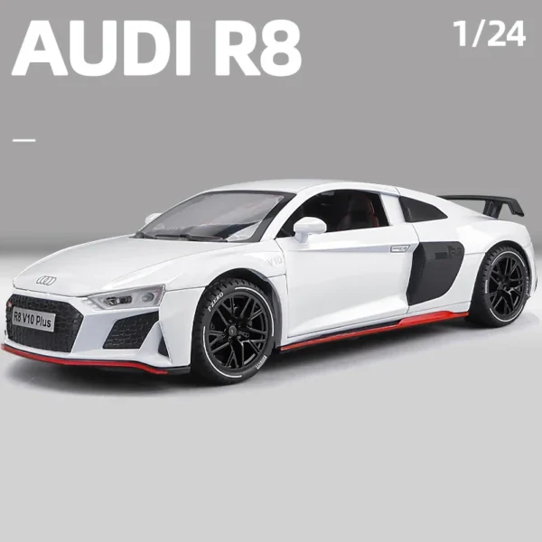 1:24 Audi R8 V10 Plus Sports Car Model Simulation Alloy Super Toy Car Kids Boy Gift Collection Miniature Car Toys - Image 4