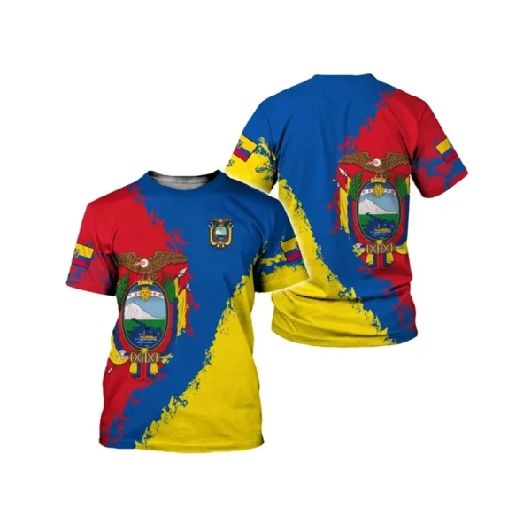 New personalized Ecuadorian T-shirt Casual flag 3D printed short sleeve top for men and women - Image 2