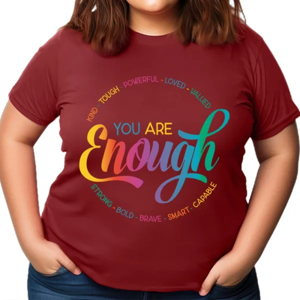 You Are Enough LGBT Pride Month Gay Lesbian Rainbow Ally Oversized Size T-Shirt Woman Summer Clothing Graphic Tees Gifts Lesbian - Image 4