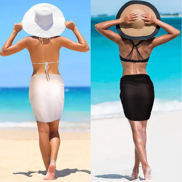 Women Short Sarongs Swimsuit Coverups Beach Bikini Wrap Sheer Short Skirt Chiffon Scarf Cover Ups for Swimwear - Image 4