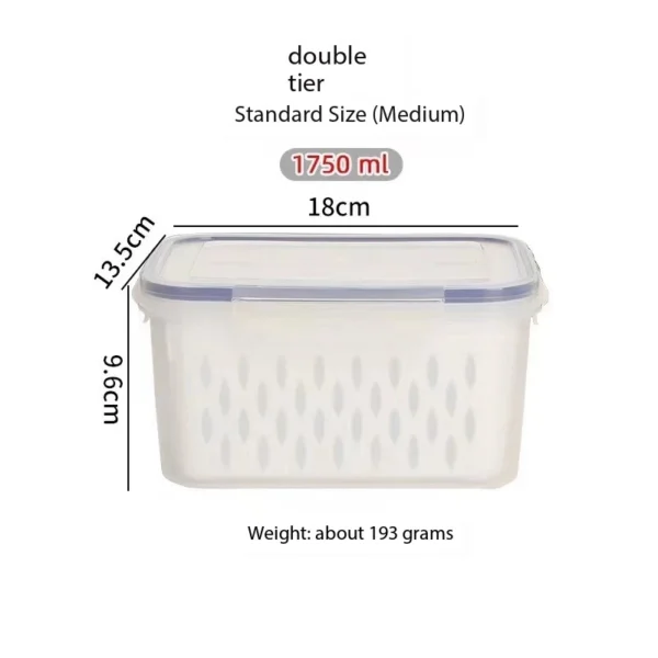 White plastic storage container with lid.