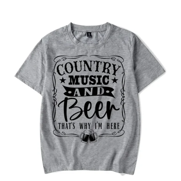 T Shirt for Men Country Music and Beer That's Why I'm Here Funny Men Summer Tshirts Luminous T-shirt Male Harajuku T-shirt Tops - Image 6