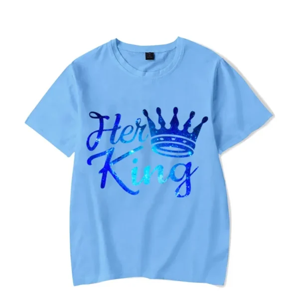 I'm Her King His Queen Print T Shirt Summer Lovers Tee Shirt Women Clothing Man Oversized T Shirt Harajuku Crown Couple TShirt - Image 4