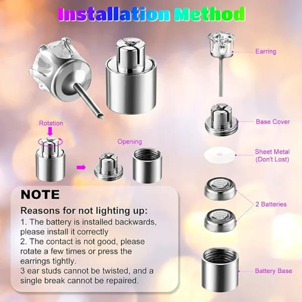 Earring installation diagram with instructions.