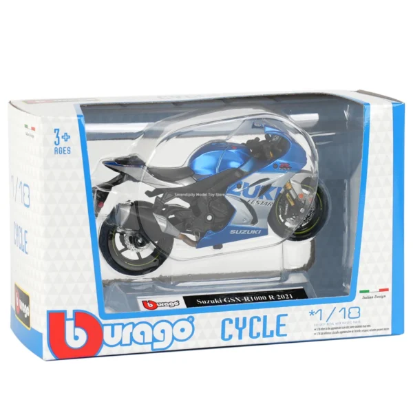 Bburago 1:18 2021 Suzuki GSX-R1000 R Static Die Cast Vehicles Collectible Motorcycle Model Toys - Image 6