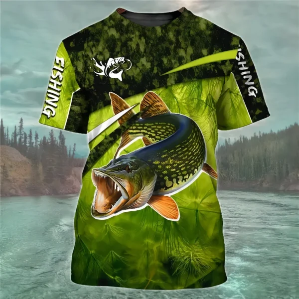 3D Men's T-Shirt Summer Outdoor Sea Fish Casual Fishing Clothing Fashion Trend Oversized Short Sleeve Top High Quality T-Shirt