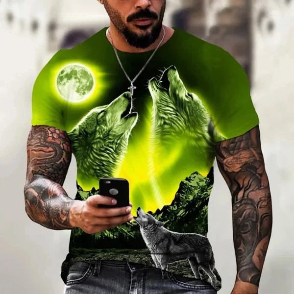 Vintage Wolf 3D Print Men T-Shirts Animal Casual Street Man's Sports Top Short Sleeve Oversized Tee Shirt Men's Clothing Summer - Image 3