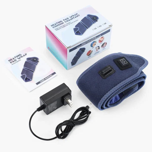 Heating pad wrap with power adapter and manual.