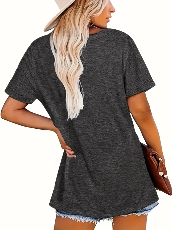 2024 New Retro Versatile Plus Size Gray T-shirt Women's Summer Casual Loose Comfortable Top - Image 2