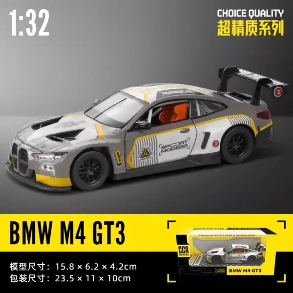 1:32 scale grey BMW M4 GT3 race car.