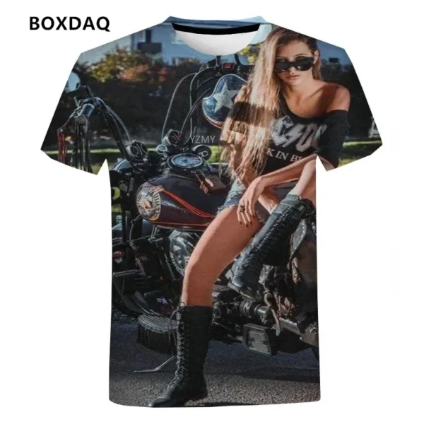 Hot Selling Men/Women T-Shirts Locomotive Pattern 3D Printed Short Sleeve Tee Hip Hop Men Tops Fashion Street Motorcycle T Shirt