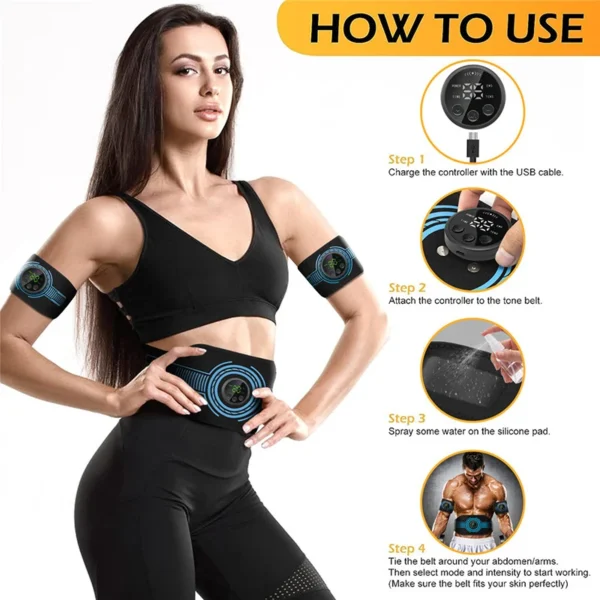 Abdominal Toning Belt EMS Muscle Stimulator Toner Waist Body Slimming Shaping Waist Arm Leg Massage Lose Weight Home Fitness - Image 4