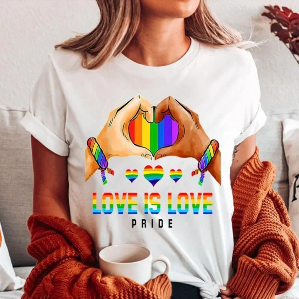 Women'S Fashion Love Is Love Pride Print T Shirt Summer Casual Short Sleeve Shirts Plus Size Tops - Image 2