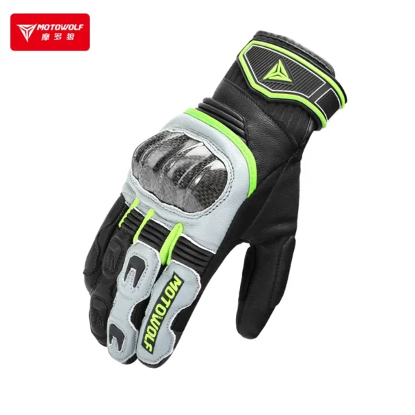 Motowolf Sheepskin Motorcycle Gloves Leather Biker Gloves Man Motocross Gloves Touch Screen Short Cuff Riding Gear Summer - Image 3