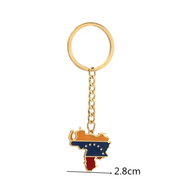 Venezuela map keychain with flag.