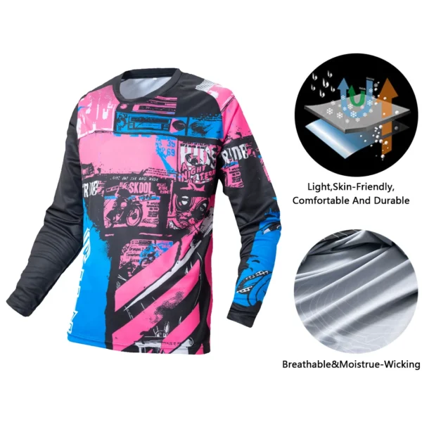 Motorcycle Off-road T-shirt,Cycling Jersey, Quick Dry Breathable Moisture Wicking Long Sleeve MTB Shirt For Biking Riding Sports - Image 3