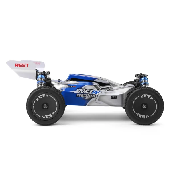 Blue and silver remote control car.