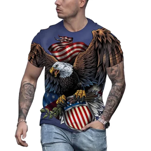 Fashion America Eagle U.S. Flag Graphic T-Shirt for Men Clothing Tees Women Cool Streetwear Summer Casual Short Sleeve ropa Tops - Image 5