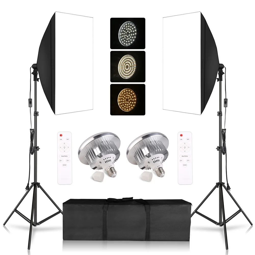 Two light kit with softboxes and remote control.