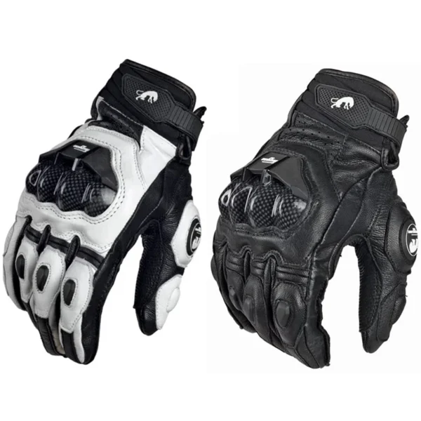 Mens Women 4 Season Driving Supertech Black/White Motorcycle Leather Gloves Racing Glove Motorbike Cowhide Race Bike Knight - Image 6