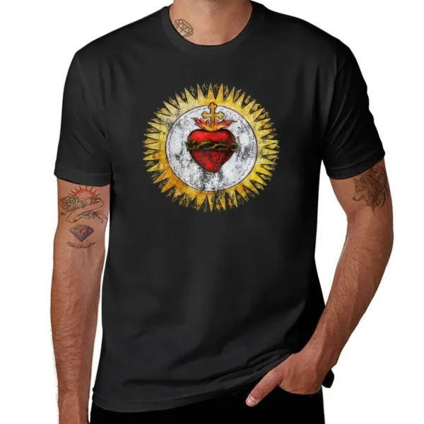 Sacred Heart of Jesus Christ Vintage Christian T-Shirt T-Shirt shirts graphic tees quick drying mens vintage t shirts