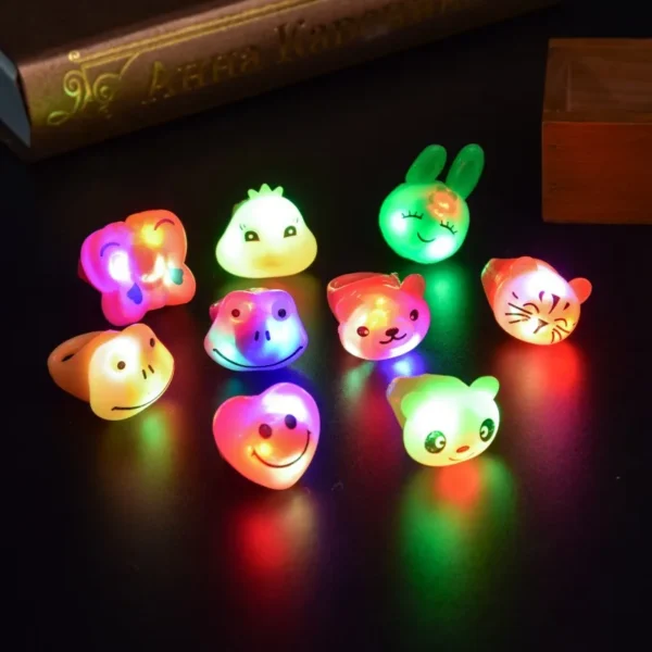 100Pcs LED Light Up Ring Bumpy Rings Flashing LED Bumpy Jelly Ring Light-Up Toy Birthday Rewards Treasure Toy Glow Party Supply - Image 6