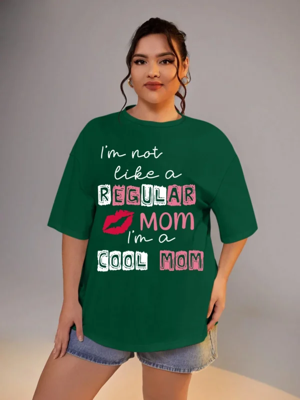 Plus Size Women Clothing I'm Not Like A Regular Mom Letter Print Short Sleeve T-shirt Large Sizes for Fat Women Summer