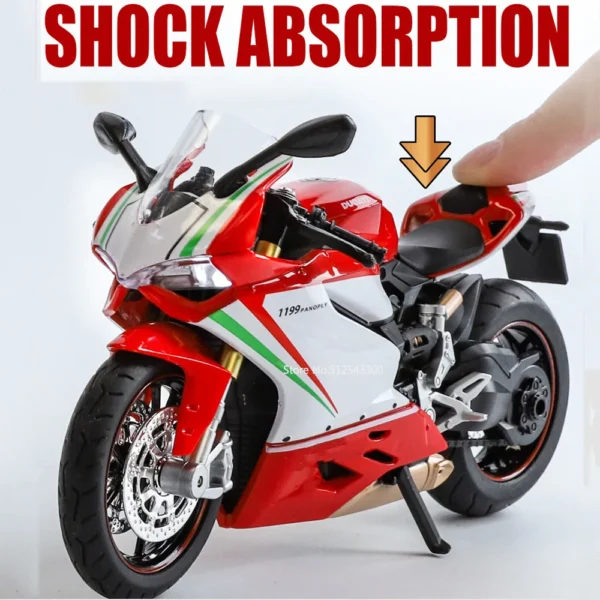 1/12 1199 Racing Motorcycle Model Car Toy Alloy Body Steerable Shock Absorption Front Wheels Sound Light Motorbike Model For Boy - Image 5