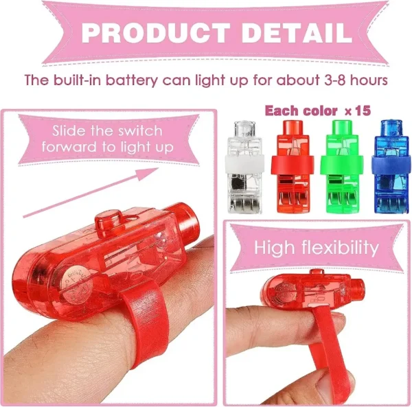 Red light-up finger ring with battery.