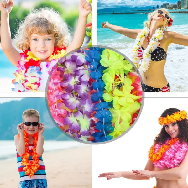 20/36/50Pcs Hawaiian Party Flower Garlands Color Garland Necklace Tropical Beach Party Decoration Props - Image 3