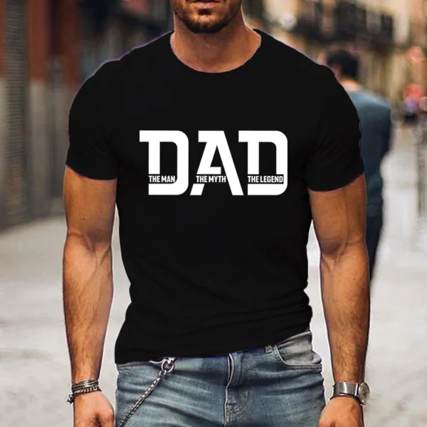 Loose Men T-shirts Summer Dad Print T Shirt Luminous Design Street Tshirts Short Sleeve Top Tee Daddy Men's Tee Shirts Clothing - Image 2