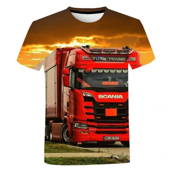 Summer Men's and Women's 3D Printing Couples Street Heavy Truck T -shirt Fashion and Comfortable Casual T-shirt - Image 5