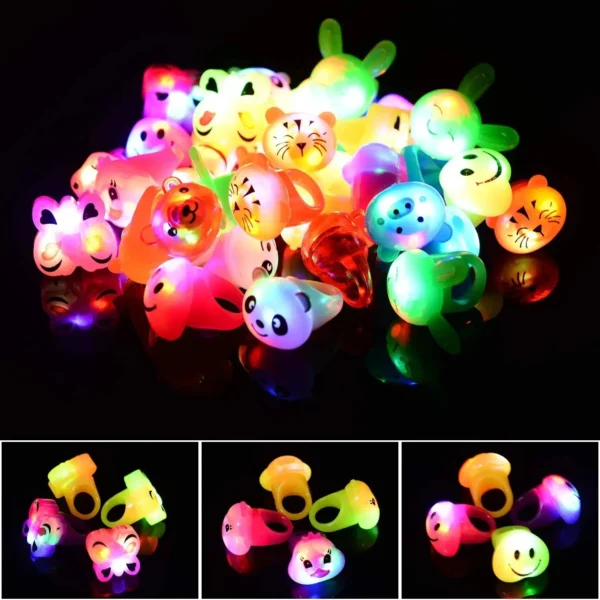 100Pcs LED Light Up Ring Bumpy Rings Flashing LED Bumpy Jelly Ring Light-Up Toy Birthday Rewards Treasure Toy Glow Party Supply - Image 4