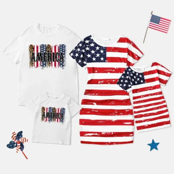 Mommy and me Clothes Summer 4th of July Girl Outfits Family Look Mom and Daughter Dresses Independance Day Costume Dress