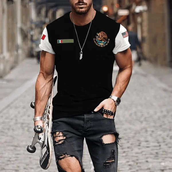 Men's T-Shirts Summer Mexico Flag 3D Print Casual Short Sleeve Unisex Harajuku Tops tees Streetwear Oversized Men's Clothing top - Image 2