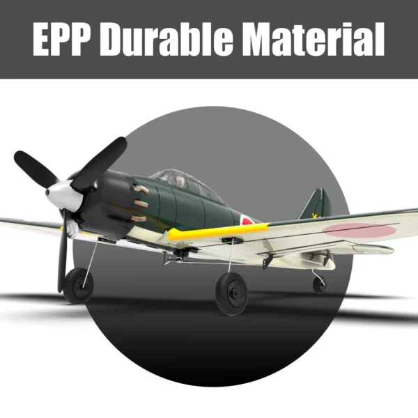 Green and yellow EPP model airplane.