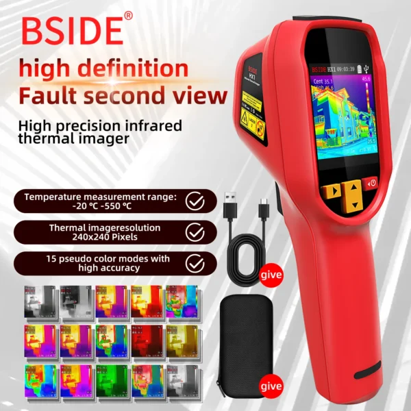 BSIDE Thermal Imaging Camera 240X240 Thermal Imager Infrared Temperature Meter For Repair PCB, Pipeline Detection