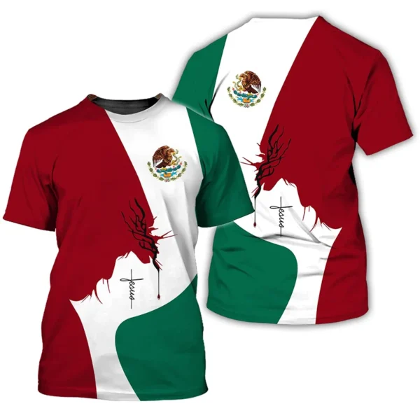 Mexico Flag 3D Print T-shirts Summer Mexican Men Woman Short Sleeve Fashion Tees Streetwear Harajuku T Shirt Kids Tops Clothing - Image 5