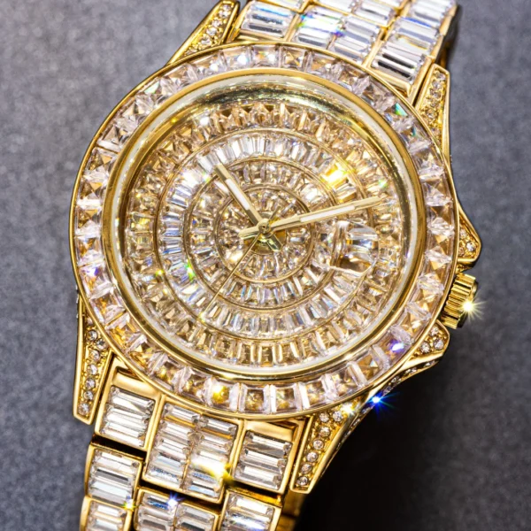 Gold and crystal embellished wristwatch.