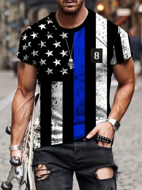 Fashion USA Flag Stripes 3D Print MenT Shirt Oversized Male T-Shirt Summer Short Sleeve Breathable Men Clothing Tops Tees - Image 5